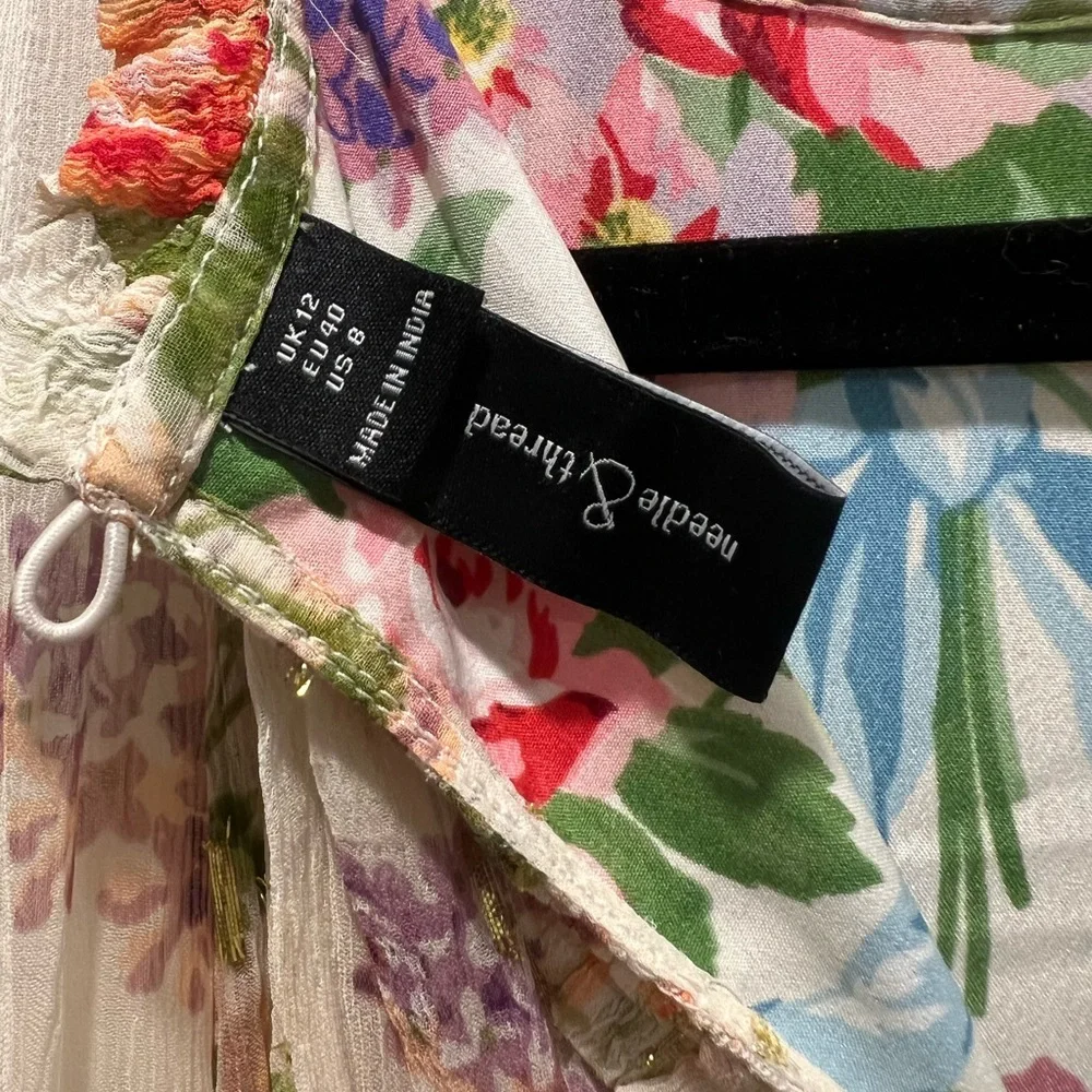 Needle & Thread Floral Diamond Chiffon Dress in Champagne - Picture 2 of 11